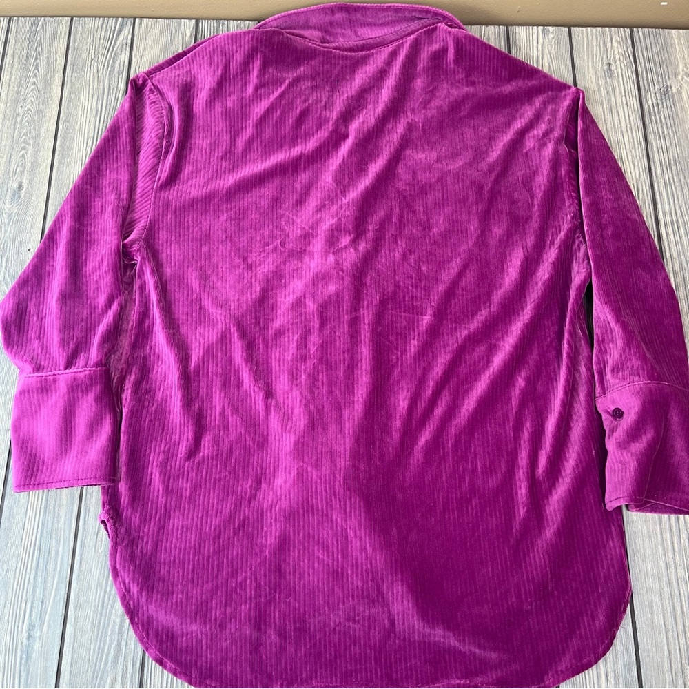 Hunter & Brown Pink Velvet Button-Up Shirt Women's Large - Picture 11 of 11